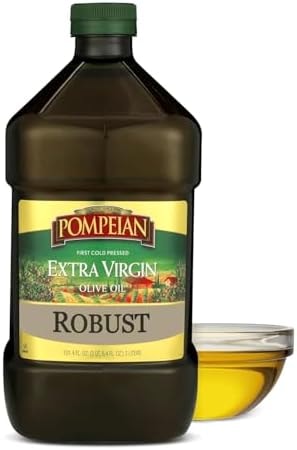 Pompeian Robust Extra Virgin Olive Oil - 101 fl oz (3 L) First Cold Pressed Olive Oil for Cooking - Bold Taste for Pasta, Marinades, and Salad Dressings - Value Size