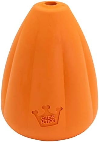 Chew King by Mammoth Premium Treat Dog Toy, Extremely Durable Natural Rubber Toy, Bacon Flavored Dog Treater, Large - Orange