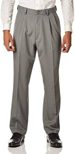 Haggar Men's Classic Fit Cool 18 Pro Pleated Golf Pant Heather Grey