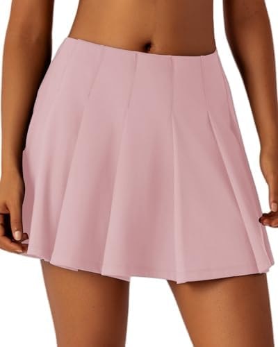 Leapstride Women's Pleated Skort with Left Leg Storage Shorts, Compressive Knit Fabric for Tennis & Activewear