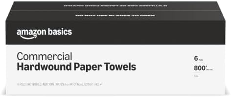 Amazon Basics 1-Ply White Hardwound Paper Towels | Bulk | High Capacity Roll | Compatible with Universal Dispensers | FSC Certified | 800 feet per Roll (6 Rolls) (Previously AmazonCommercial)