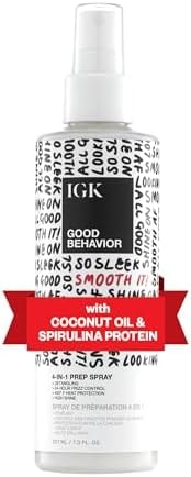IGK Good Behavior 4-in-1 Prep Spray, Heat Protectant, Leave-In Detangler