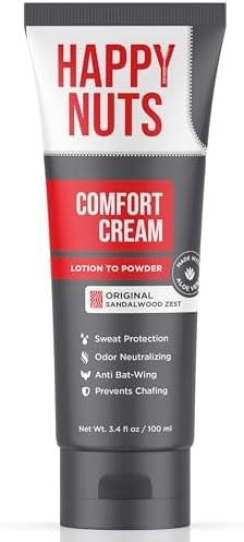 HAPPY NUTS Comfort Cream Deodorant For Men: Anti-Chafing Sweat Defense, Odor Control, Aluminum-Free, Travel Essential, Mens Deodorant & Hygiene Products for Men's Private Parts 3.4 Fl Oz - Original