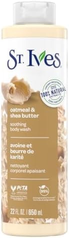 St. Ives Oatmeal & Shea Butter Body Wash, Soothing Body Care with 100% Natural Extracts, Moisturizing Body Soap, Daily Shower Gel Cleanser with Comforting Warm Fragrance, 22oz