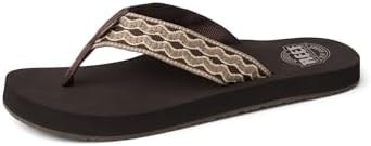 REEF Mens Smoothy Beach Flip Flop, Soft Woven Strap Made From 100% Recycled PET, Brown/Brown, 6