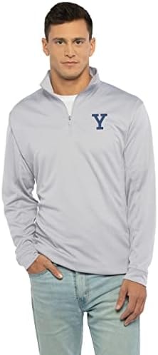 Vantage Apparel Poly Micro Mesh Grey 1/4 Zip, Yale Bulldogs, XXL
