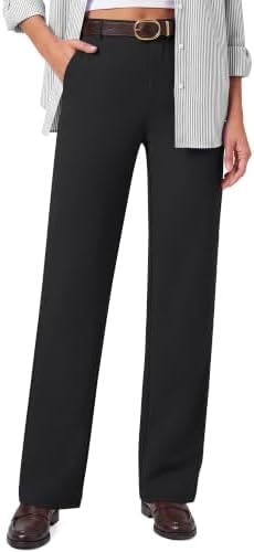 G4Free Dress Pants Women Stretchy Trouser-Style Slacks,Black,M,Regular