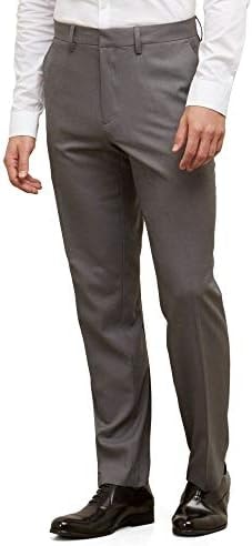 Kenneth Cole REACTION mens Stretch Modern-fit Flat-front dress pants, Dark Grey, 30W x 30L US