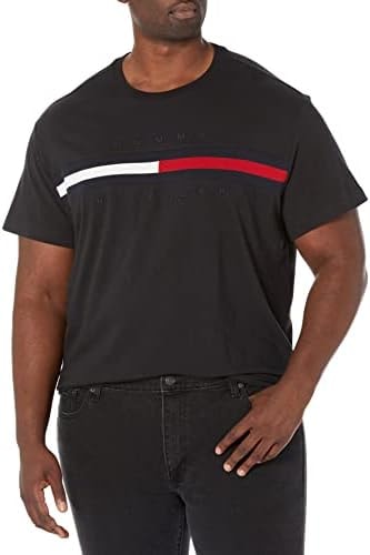 Tommy Hilfiger Mens Short Sleeve Signature Stripe T-Shirt T Shirt, Dark Sable, XX-Large Tall US