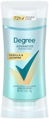 Degree Advanced Protection Antiperspirant Deodorant Vanilla & Jasmine for 72-Hour Sweat & Odor Control for Women, with Body Heat Activated Technology, 2.6 oz