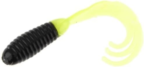 Big Bite Baits 2" Triple TIP GRUB/Black/Opaque Chartreuse (10 Pack)