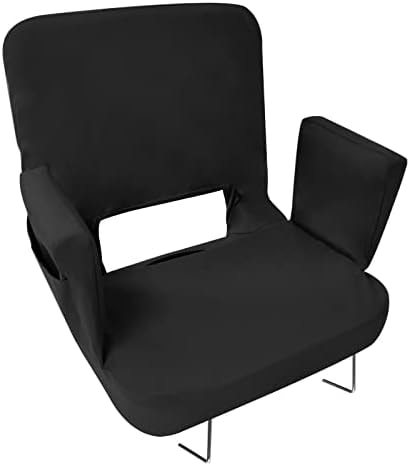 TOPSKY Stadium Seat for Bleachers with Back Support, 3-Position Reclining Stadium Chair with Armrests, Thick Padded Cushion, Foldable Bleacher Seat with Hooks(Black)