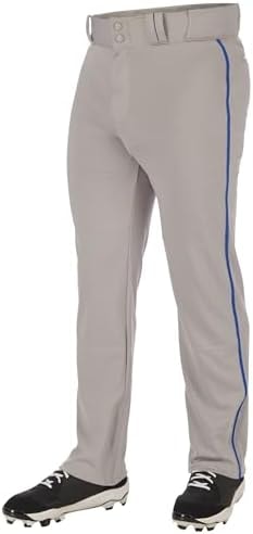 CHAMPRO Triple Crown 2.0 Open Bottom Baseball Pants with Braid, Adult 4X-Large, Grey, Royal