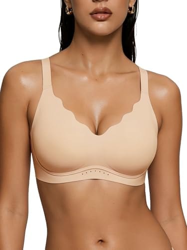 As Fairy Wireless Bras for Women Jelly Push Up Scalloped Bra Nude 38C