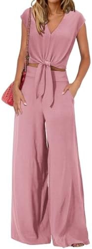 PRETTYGARDEN Womens Summer 2 Piece Outfits 2026 Tracksuit,Pink,XL