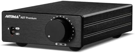 AIYIMA A07 Premium TPA3255 Power Amplifier 300Wx2 HiFi Class D Amp Mini 2 Channel Stereo Amplifier with Pre-Out for Desktop Bookshelf Speaker Home Audio System & DC32V 5A Power Adapter