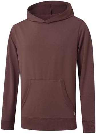 M MAELREG Mens Hoodies Pullover Kangaroo Pocket Regular Fit Stretch Lightweight Golf Hooded Sweatshirts for Men Brick Heather