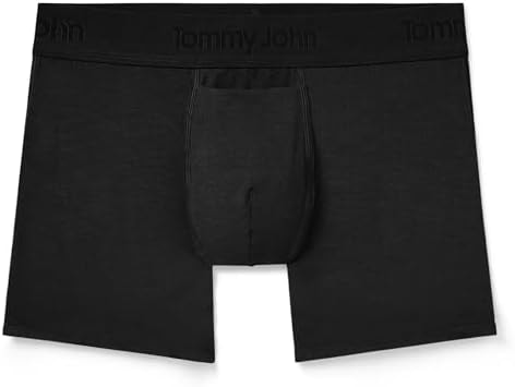Tommy John Men's Trunk 4” Underwear, Second Skin Boxers with Supportive Contour Pouch, Soft Naturally Breathable Stretch Fabric Boxers for Men, Black, Small