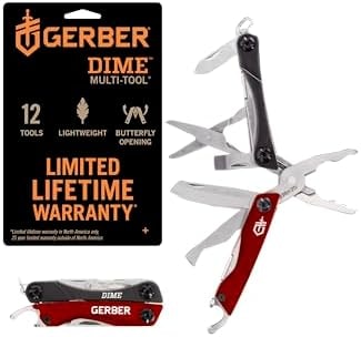 Gerber Dime 12-in-1 Mini Multitool Pliers, Pocket Knife, Bottle Opener, Red