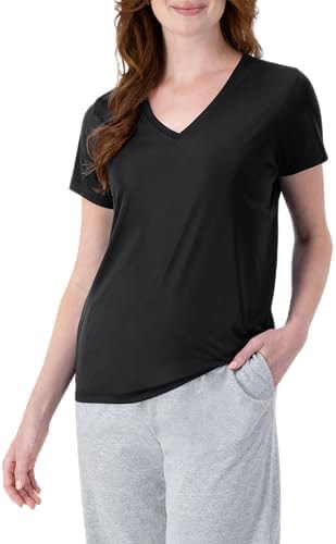 Hanes Women's Cool DRI Performance V-Neck T-Shirt, Moisture-Wicking Short Sleeve Tee, 40+ UPF Protection, 1 or 5 Pack, Black-1 Pack, Small