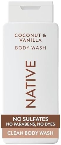 Native Clean Body Wash, Gentle & pH-balanced for Sensitive Skin, 24-Hr Freshness for Women & Men, Vegan & Cruelty-Free, Free of Sulfates, Parabens & Phthalates, Coconut & Vanilla, 18fl oz