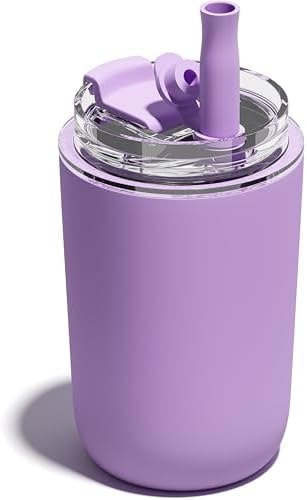 10 oz Insulated Coffee Tumblers, Travel Coffee Tumblers with Straw (Purple)