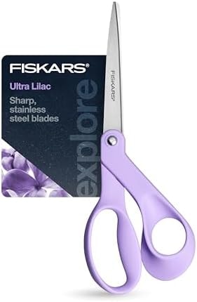 Fiskars 8" Designer Explore Collection Scissors, Ultra-Lilac