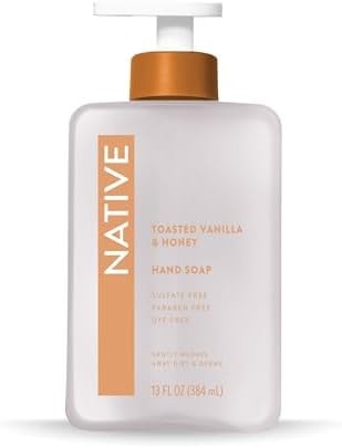 Native Liquid Hand Soap, Toasted Vanilla & Honey Scent, Non-Drying Formula for Soft, Smooth Hands, Made with Plant-Based Cleansers, Sulfate & Paraben Free, 13 oz Bottle