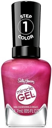 Sally Hansen Miracle Gel Supercharged Pinks Nail Polish | Salon Quality Gel-Like Formula, Two-Step System, No UV Light Needed, Long Lasting | 531 Berry Best Effort | Berry Pink Pearl Nail Color