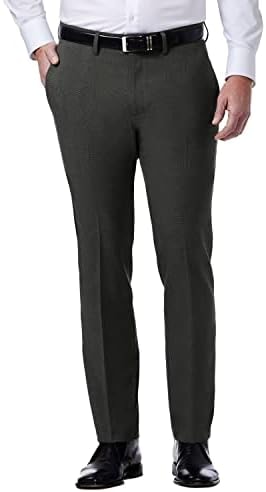 Kenneth Cole REACTION mens Stretch Heather Tic Slim Fit Flat Front Dress Pants, Charcoal, 32W x 29L US