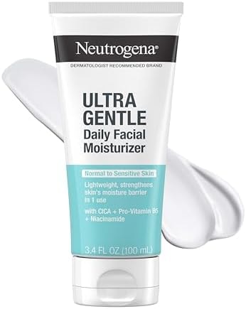 Neutrogena Face Moisturizer Ultra Gentle Daily Face Moisturizer for Sensitive Skin with Vitamin B3, Pro-Vitamin B5, and Vitamin E, Hydrating Moisturizer, 3.4 fl oz