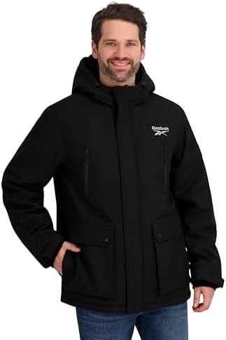 Reebok Mens Insulated Softshell Winter Jacket, Black, M