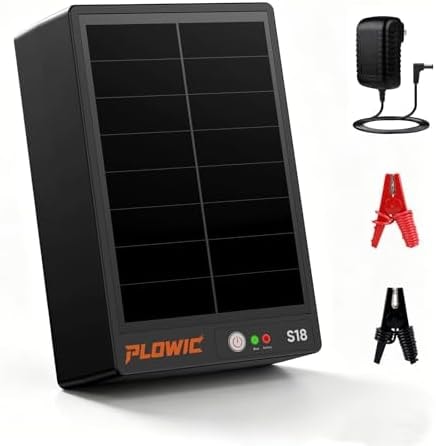 Solar Electric Fence Charger for Livestock: 0.2J 10 Miles Electric Fence Energizer with Rechargeable Battery, Portable Powered Electric Fence for Horses Cattle Sheep Protection