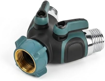 Groiha 2 Way Garden Hose Splitter, Heavy Duty Metal Y Hose Connector with Shut Off Valves, Dual Outlet Water Spigot Splitter for 3/4" Garden Hose, Leak-Proof Design with Rubberized Grips