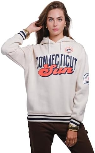Ultra Game Unisex WNBA Official Super Soft Kaleido Hoodie Sweatshirt, Connecticut Sun, Oatmeal Heather, Large