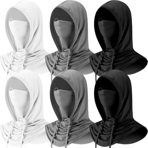 Frienda 6 Pcs 6/9/12 Pcs Balaclava Ski Mask UV Protection Hood Breathable Full Head Mask Face Cover for Men Women Cycling Fishing (White,Dark Gray,Black)