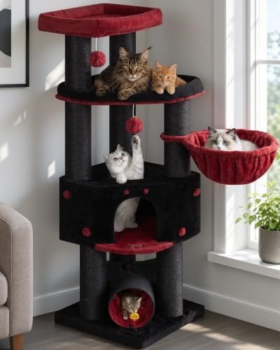 Heavy Duty Large Cat Tree Tower, Extra Wide Cat Scratching Posts (φ4.3in)
