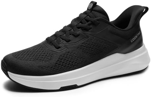 Coostar Mens Walking Shoes Athletic Sneakers Lightweight Slip on Shoes with Arch Support Black Size 10