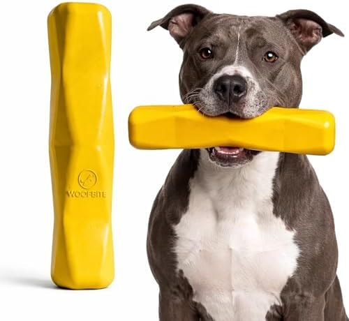 WoofBite Giant XL Virtually Indestructible Dog Stick - Lifetime Guaranteed - Tough, Durable Toy for Aggressive Chewers - Safe Non-Toxic Natural Rubber - Chew & Tug - Large - 12"x2.5", Heavy 2.25lbs