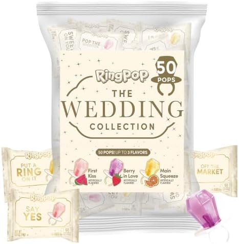 Ring Pop Wedding Collection Lollipops, Bulk Candy Party Favors, 50ct