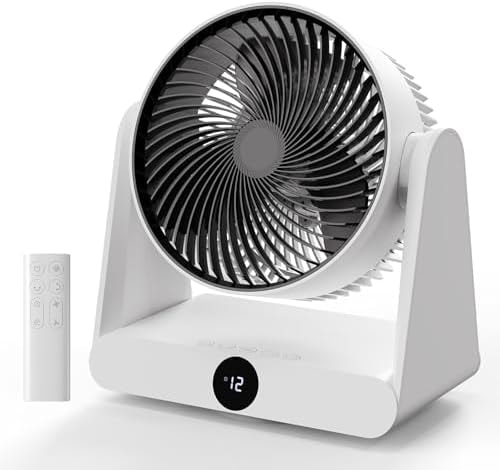 DUOMIY 3D Oscillation Air Circulator Fan with Remote, 12000mAh Battery Operated Cordless Desk Fan, 20dB Whisper Quiet Table Fan for Bedroom Home Office, 12 Speeds, 12H Timer, 650 CFM Powerful Airflow