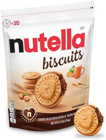 Nutella Biscuits Cookies Filled with Nutella Hazelnut Spread, Sweet Snack Pack, 9.7 oz