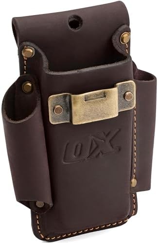 OX Pro Leather Tape Measure Holder Knife Pencil Holder Everyday Carry - Oil-Tanned Small Leather Tool Pouch with Stitching Reinforcements