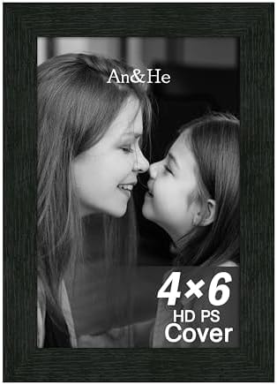 An&He 4x6 inch Picture Frame, Black Simple Photo Frame for Decorative Artwork, Suitable for Tabletop, Desk, Bookshelf and Wall Display, Photo Gallery Decor