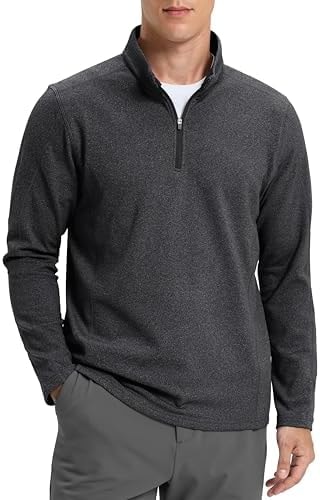 G Gradual Quarter Zip Pullover for Men Fleece Lined Sweatshirt Long Sleeve Winter Golf Shirt Mock Neck Polo Running Sweater, Black, X-Large