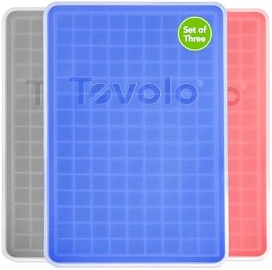 Tovolo Mini Ice Cube Tray with Lid Set of 3 Assorted Colors Small Ice Maker for Freezer, Silicone Mini Ice Cube Trays Square Nugget Ice Makes Tiny Cubes BPA Free Stackable Dishwasher Safe, Assorted