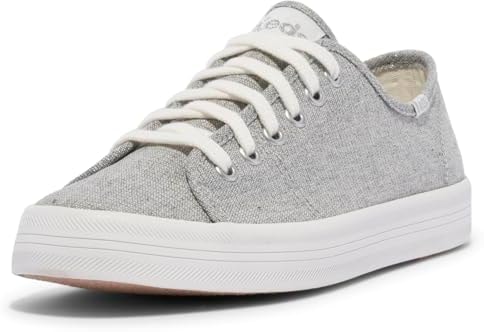 Keds Kickstart Lace Up, Sneaker Womens, Silver Textile, 5 Medium