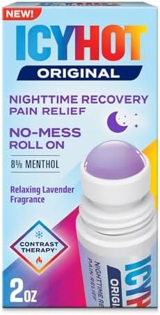 Icy Hot Original Pain Relief Nighttime Recovery No-Mess Roll-On Applicator, Fast-Acting Pain Relief with Menthol 8% for Backaches, Joints, Muscle Strains and Arthritis, Lavender Scent, 2 oz