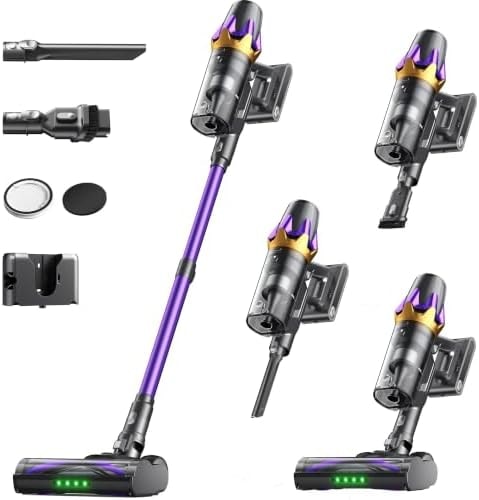 Cordless Vacuum Cleaner,Upgraded 600W 50KPA 65Mins 1.8L Cup Cordless Stick Vacuum Cleaner with Self-Standing,Touch Screen,Anti-Tangle Brush,Wall Mount Charging, Vacuum Cleaners for Home,Floor,Carpet