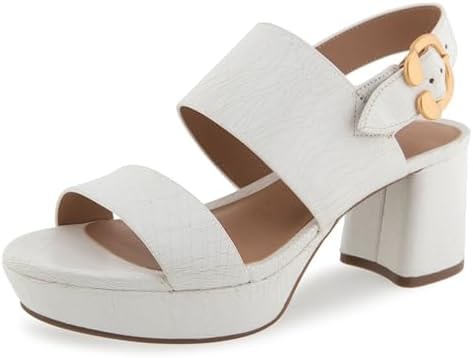 Aerosoles Women's Camera Platform Heeled Sandal, White Crackled Leather, 12W